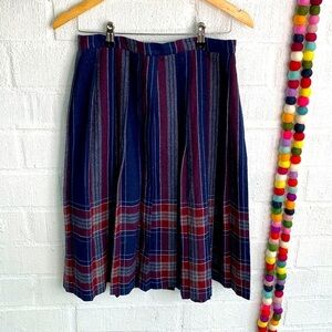 Sears Plaid Wool Vintage Acrylic Pleated High Waisted Midi Skirt sz 16